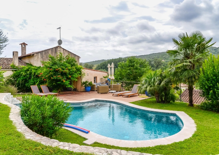 Jardin, Terrasse, Maison individuelle, Exterieur, Maison de campagne, Piscine, Moderne