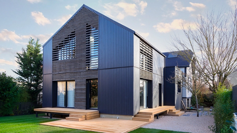 Jardin, Terrasse, Maison individuelle, Maison passive / écologique, Chalet / Maison en bois, Extension, Futuriste, Contemporain, Moderne