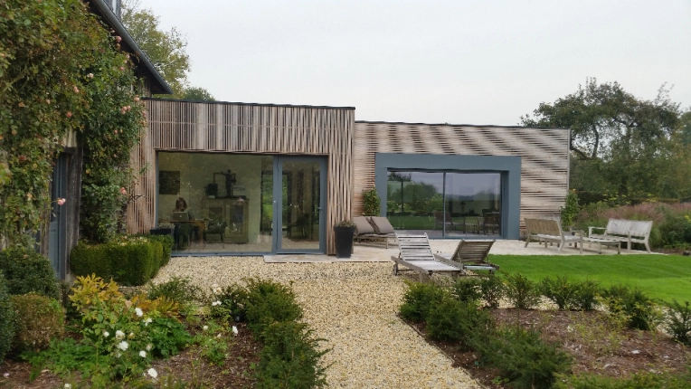 Jardin, Terrasse, Maison individuelle, Chalet / Maison en bois, Exterieur, Extension, Construction neuve, Contemporain, Moderne