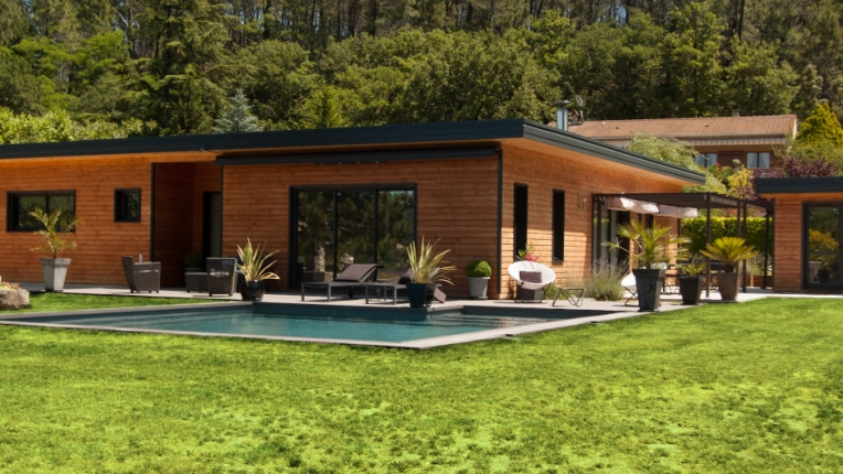 Jardin, Terrasse, Maison individuelle, Chalet / Maison en bois, Exterieur, Piscine, Construction neuve, Contemporain, Moderne