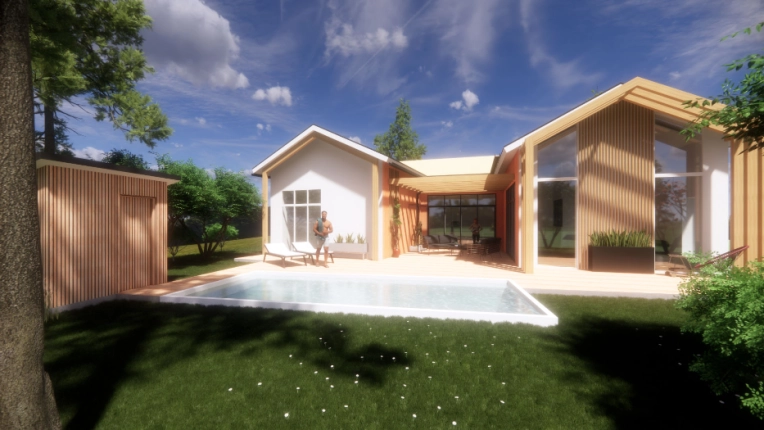 Maison de campagne, Piscine, Construction neuve, Vintage, Contemporain