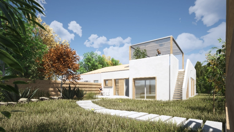 Jardin, Surélévation, Terrasse, Maison individuelle, Maison passive / écologique, Exterieur, Rénovation, Maison de campagne, Piscine, Extension, Étude de faisabilité, Réhabilitation, Rénovation énergétique, Aménagement combles, Villa, Futuriste, Contemporain, Moderne, Minimaliste