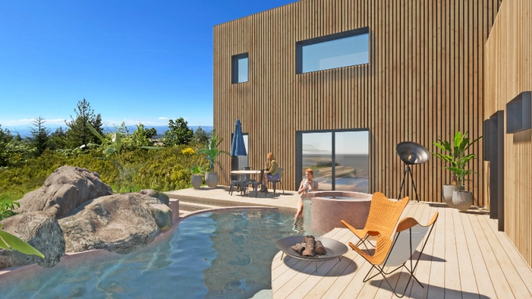 Jardin, Maison individuelle, Maison passive / écologique, Chalet / Maison en bois, Exterieur, Maison de campagne, Piscine, Construction neuve, Villa, Futuriste, Contemporain, Moderne