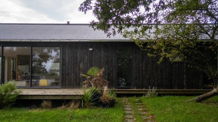 Terrasse, Maison individuelle, Maison passive / écologique, Chalet / Maison en bois, Maison de campagne, Construction neuve, Contemporain, Japonais, Minimaliste